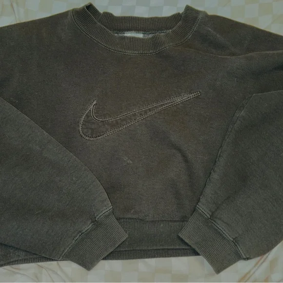 Nike Dark Gray Cropped Crewneck Sweatshirt - Picture 1 of 3